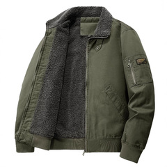 冬の子羊の綿毛の純綿のコートの男性のベルベットの厚い綿の服の工装は襟をひっくり返して暖かい冬のジャケットを持ちます。