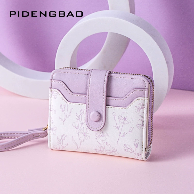 Кошелек (Pidengbao) Цветочный женский кошелек, большая емкость, organizer для карт и монет, 11.5×9×3 см