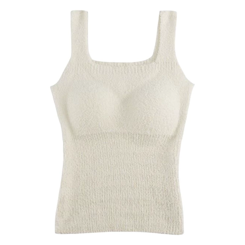 Осенне-зимний живой теплый жилет, бархатный бюстгальтер из ягненка с нагрудной подкладкой, верхняя одежда, базовый топ, женское мягкое нижнее белье