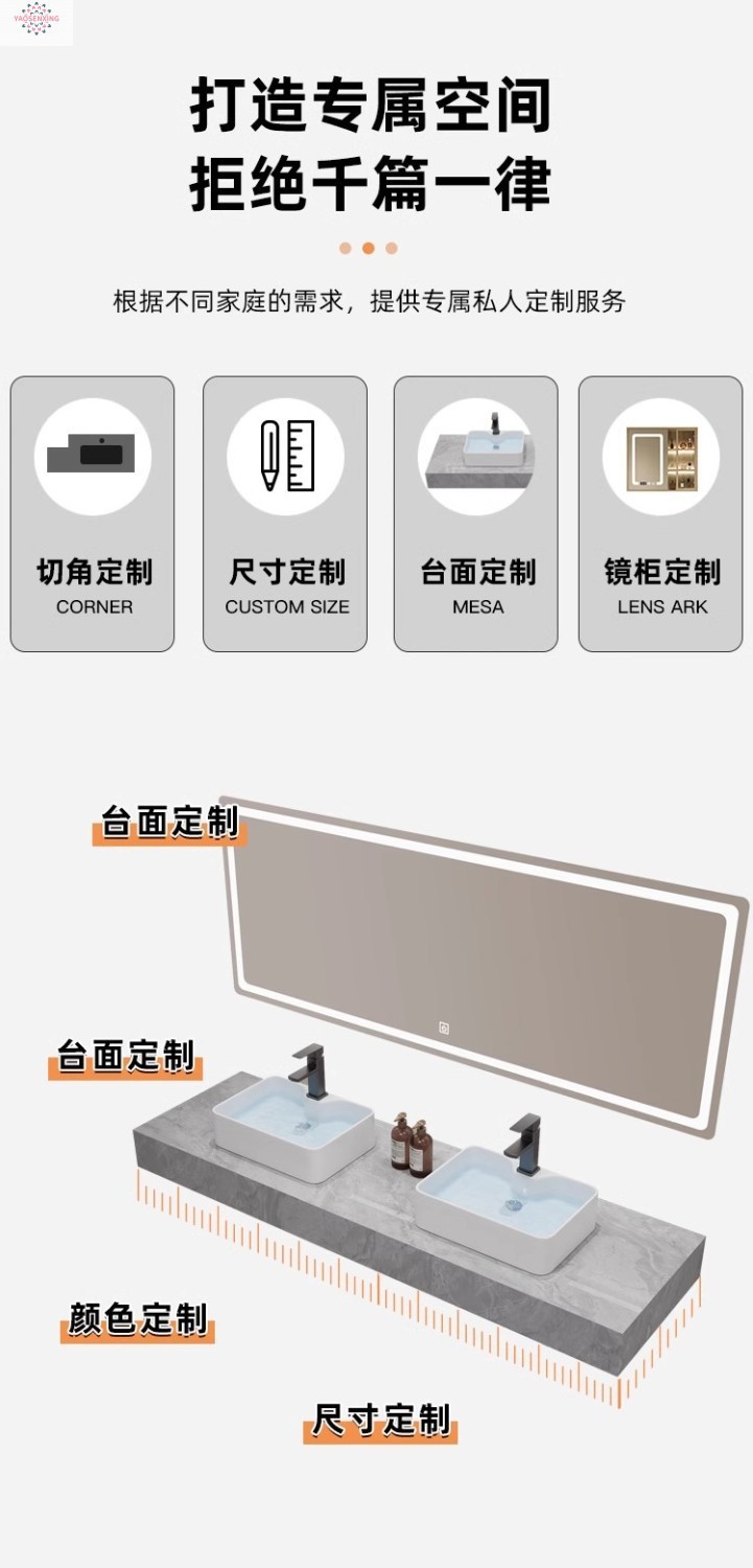 Modern marble countertop double basin hotel public bathroom bathroom cabinet combination bathroom washbasin simple Item Picture
