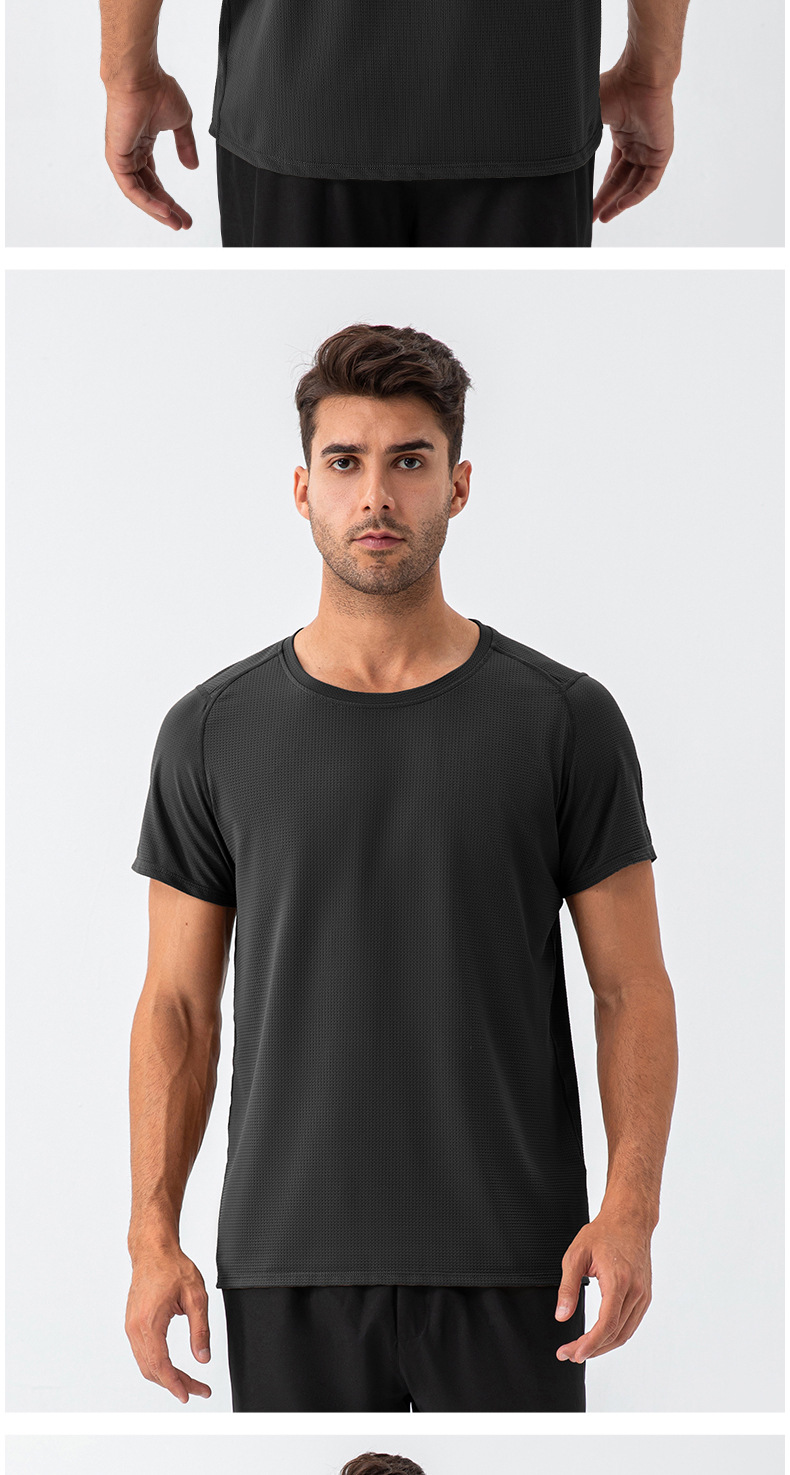 210g Weight Short Sleeve Sleeve Length Nylon Fabric Type Regular Top Length T-shirt Tops Type Outdoor, Running, Sports Occasion Round Neck Neckline Lattice, Solid Color Pattern Simple Style, Classic Style Style Wholesale Simple Style Classic Style Lattice Solid Color Short Sleeve Men's T-shirt 18