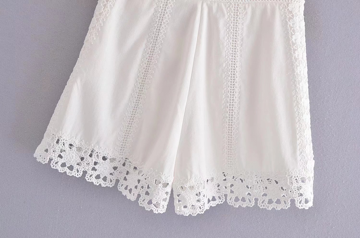 crochet high waist straight solid color shorts NSAM126258
