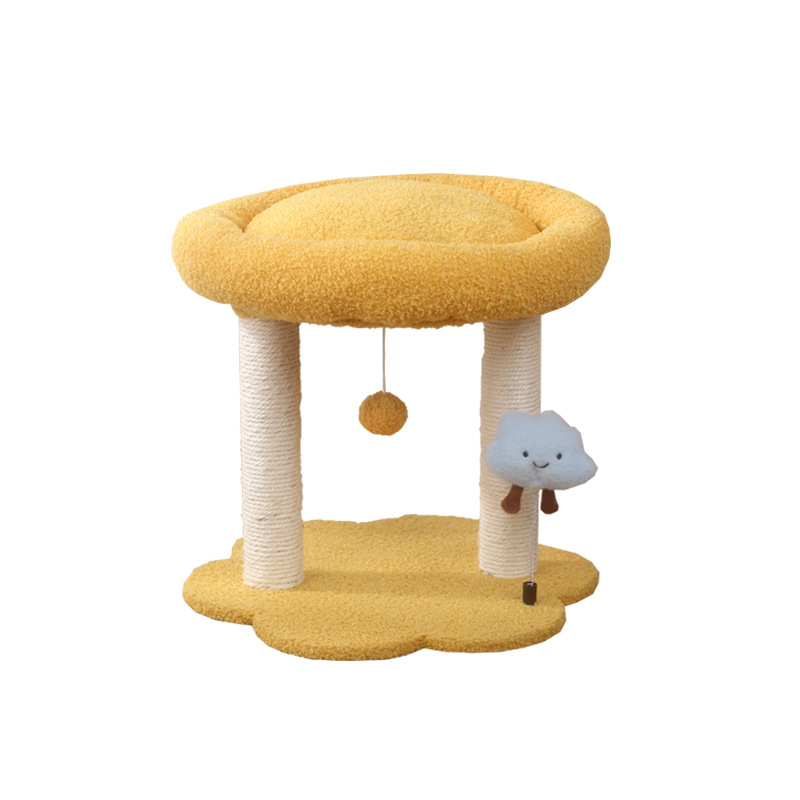 Marco de escalada para gatos con orejas de conejo, dos capas de nido para gatos, columna de agarre para gatos de sisal integrada, juguetes para trepar, suministros para mascotas al por mayor