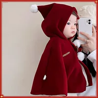 Детский плащ осенне-зимняя одежда для девочек красная шаль для детей плюшевый и ветрозащитный