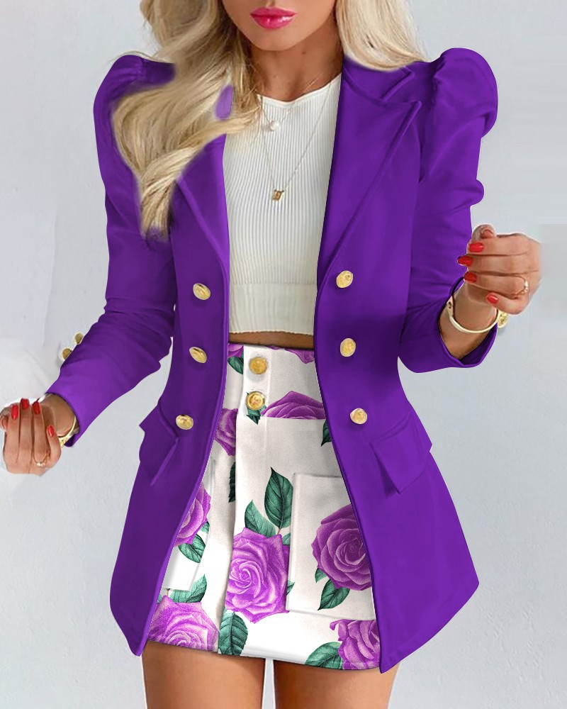 Frau Lange Ärmel Blazer Strassenmode Blume display picture 9