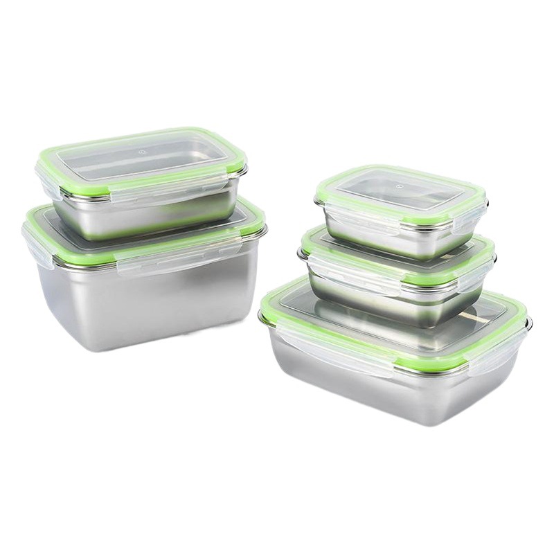 Cross-border 304 de acero inoxidable crisper sellada caja de almuerzo de mantenimiento fresco caja de fruta Bento caja de dumpling caja de almacenamiento refrigerado