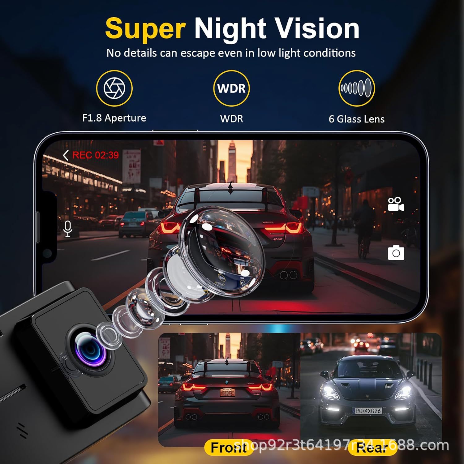 New private model 4K+1080P dual-lens 5G WiFi dashcam with high-definition image viewable on mobile phones