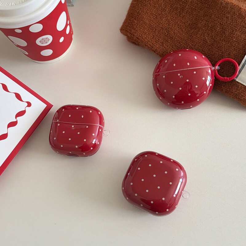 Suitable for Huawei Freebudspro4 Protective Case with Red Bottom and Polka Dots, Samsung Pro3 Bluetooth Headphone Case Se2/Se3