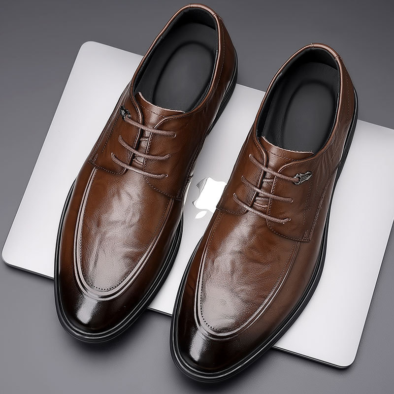 Men's Leather Shoes with Textured Leather, 2026 Spring Season, Genuine Leather, British Style, Business Formal Shoes, Comfortable Lace-Up Men's Derby Shoes, Wedding Shoes Men's Leather Shoes with Textured Leather, 2026 Spring Season, Genuine Leather, British Style, Business Formal Shoes, Comfortable Lace-Up Men's Derby Shoes, Wedding Shoes