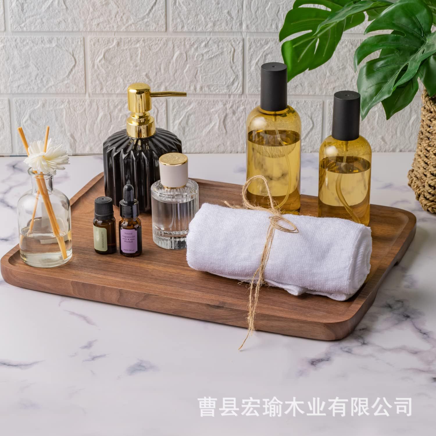 黑胡桃木托盘日式木质长方形茶盘家用点心盘早餐盘甜品咖啡收纳盘