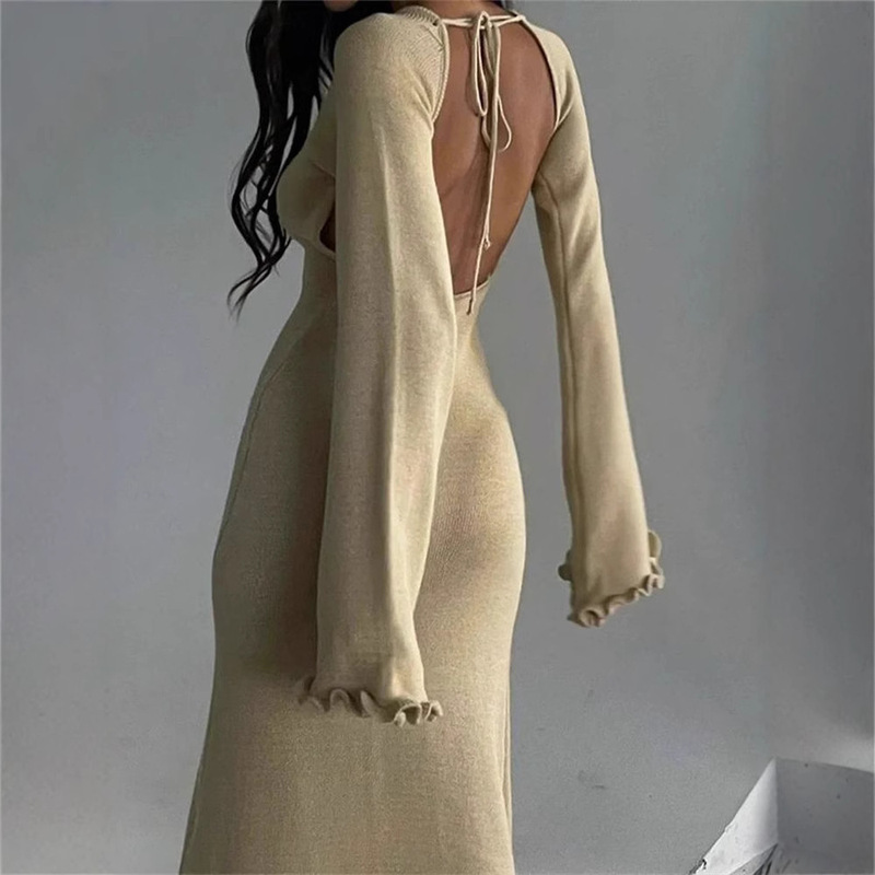 Autumn and Winter New Elegant Sexy Ins European and American Cross-border One-shoulder Sleeveless Shoulder Long-sleeve Sexy Banquet dress