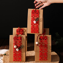 2025新款法式牛皮纸喜糖盒子喜糖袋子结婚空盒子中国风礼盒可定制