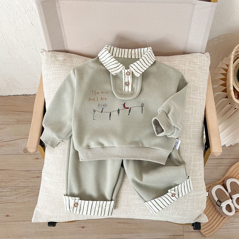 106059819@qq.com Conjunto Infantil Masculino de Manga Comprida, Estilo Novo, para Crianças e Bebês, Conjunto Elegante de Duas Peças para Passeios na Primavera, Fofo_voghion.com