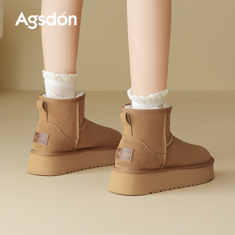 Botas de nieve para mujeres 2025 nuevo otoño y invierno con suela gruesa de lana y algodón grueso para usar botas cortas de pan