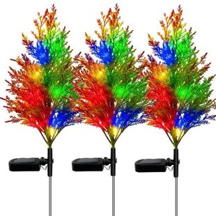 Amazon Independent Station Hot Sale Pine and Cypress Decorative LED Floor Insert Light Park Courtyard Garden Solar Energy Christmas Tree