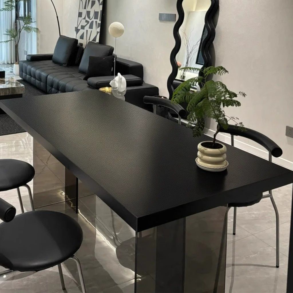 One Piece Drop-Shipping Black Leather Dining Table Mat, Coffee Table Cloth, Tablecloth, Light Luxury and High-End Waterproof and Oil-Proof Desktop Protection Mat