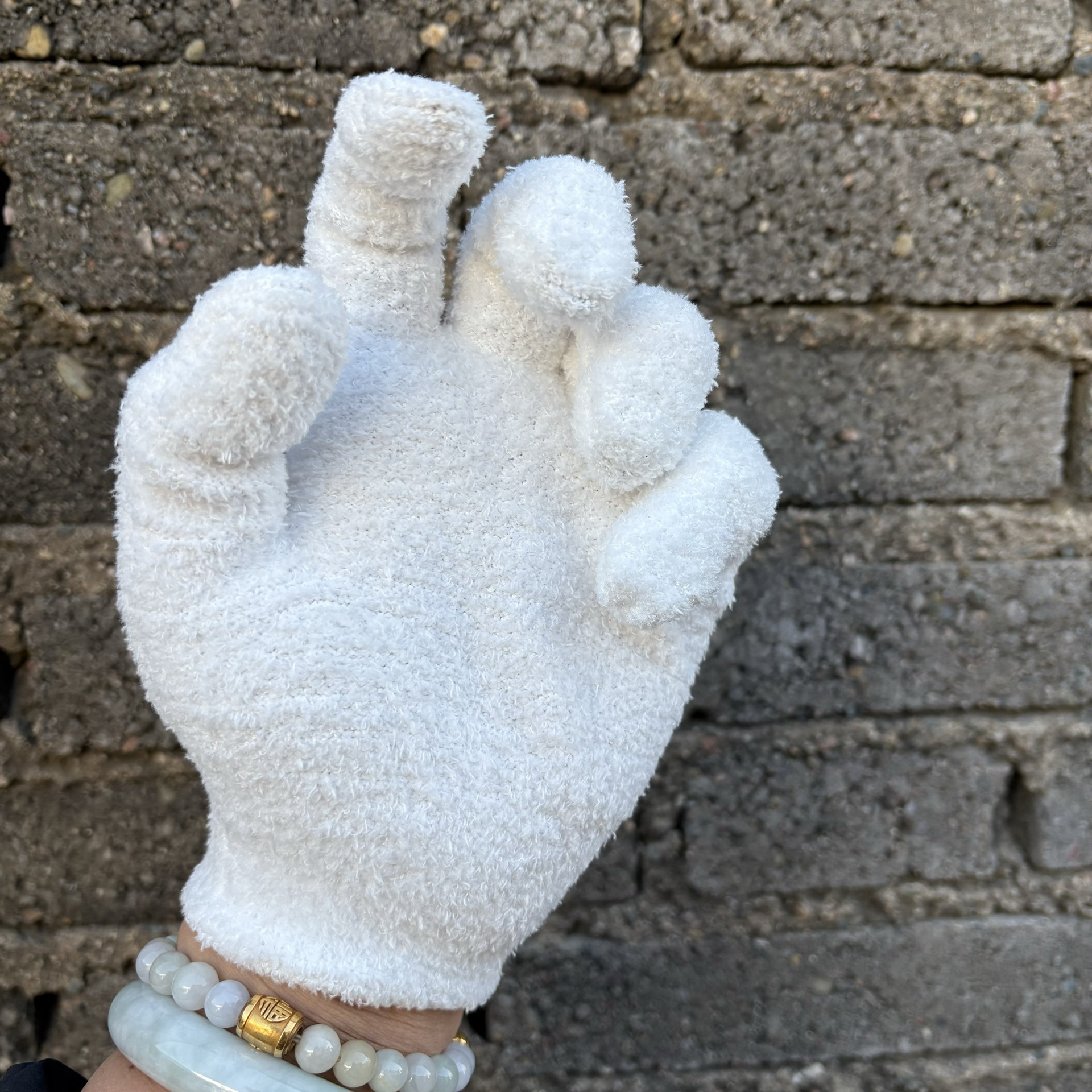 극세사 장갑 (짧은 흰색/낱개)