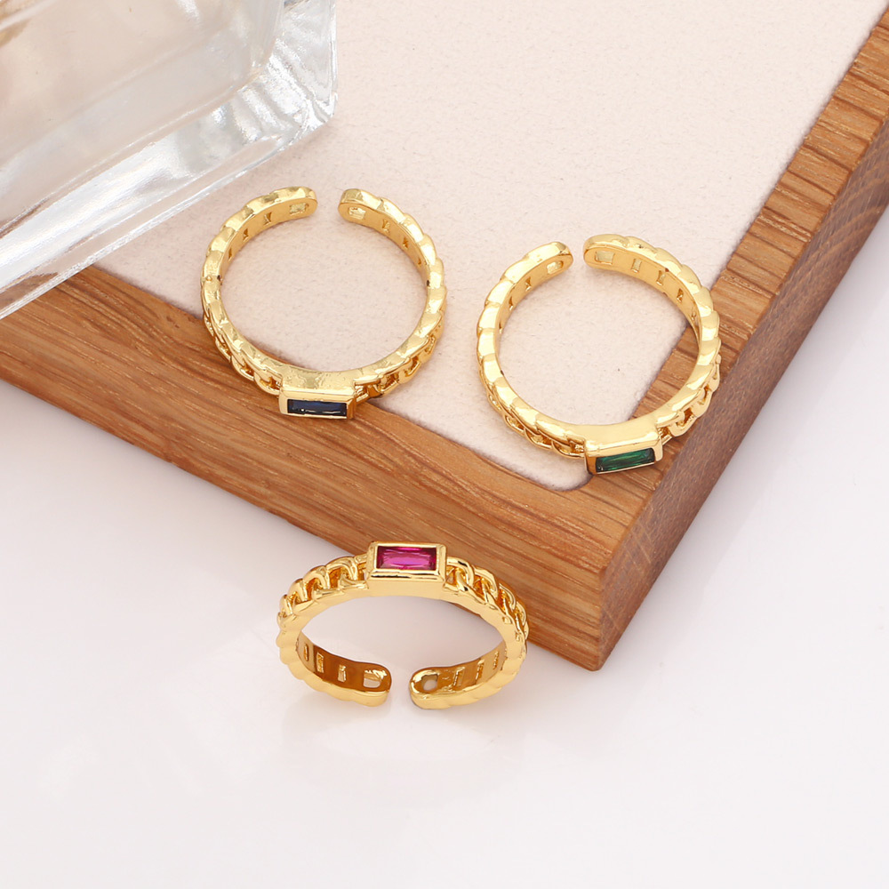 Fashion Copper Geometric Pattern Ring Daily Electroplating Zircon Copper Rings display picture 7