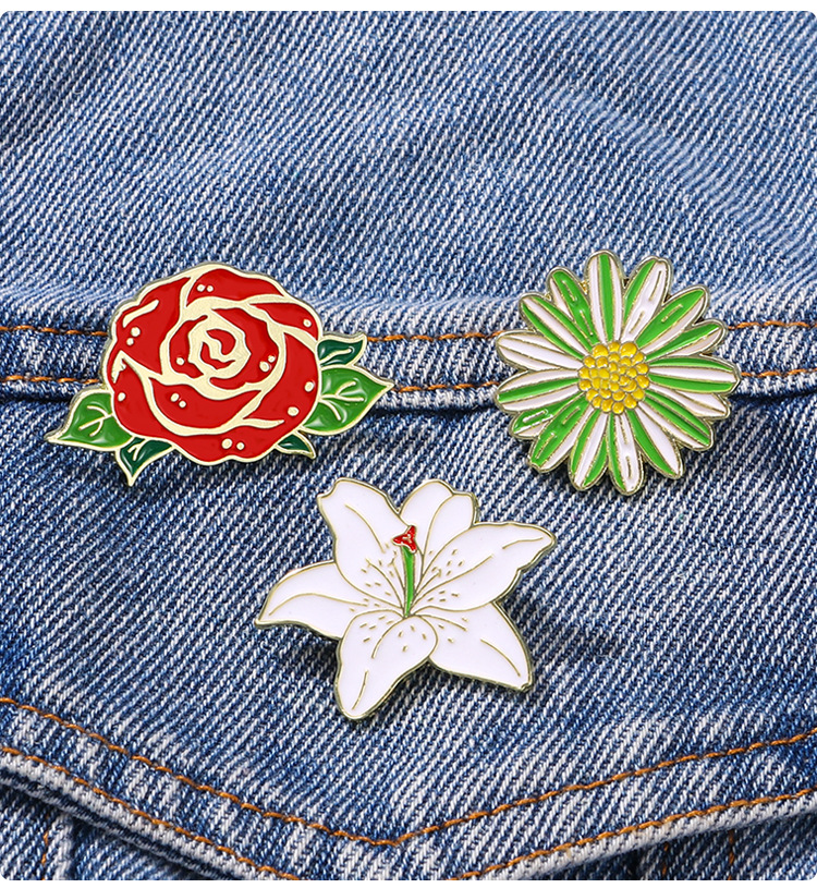 Flower Pattern Elegant Lady Pin Flower Alloy Enamel Unisex Brooches