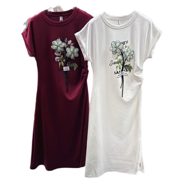 Design three dimensional fashionable white dress with a round collar