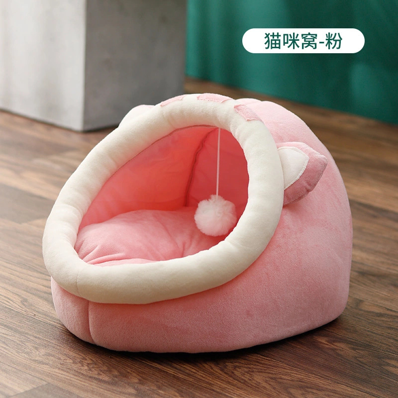 Invierno de invierno caliente cuatro estaciones general casa de gatos semicerrada cama para gatos casa de perros, productos de mascotas