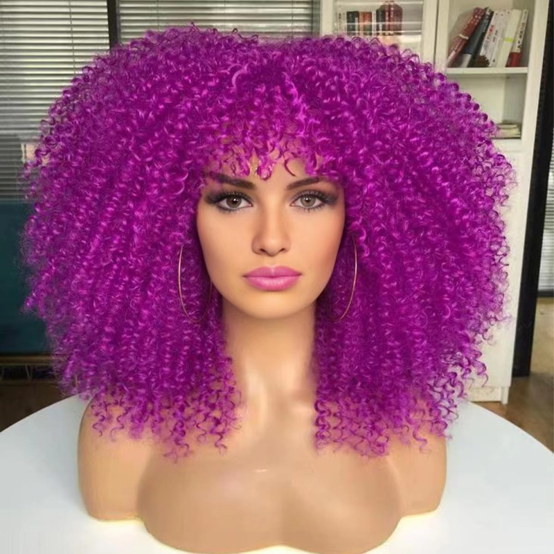 新商品のかつらの女性の短いカールのアフリカの小さいカールの欧米の爆発の頭のかつらのwigsのバラのネットの化繊の頭のカバー|undefined
