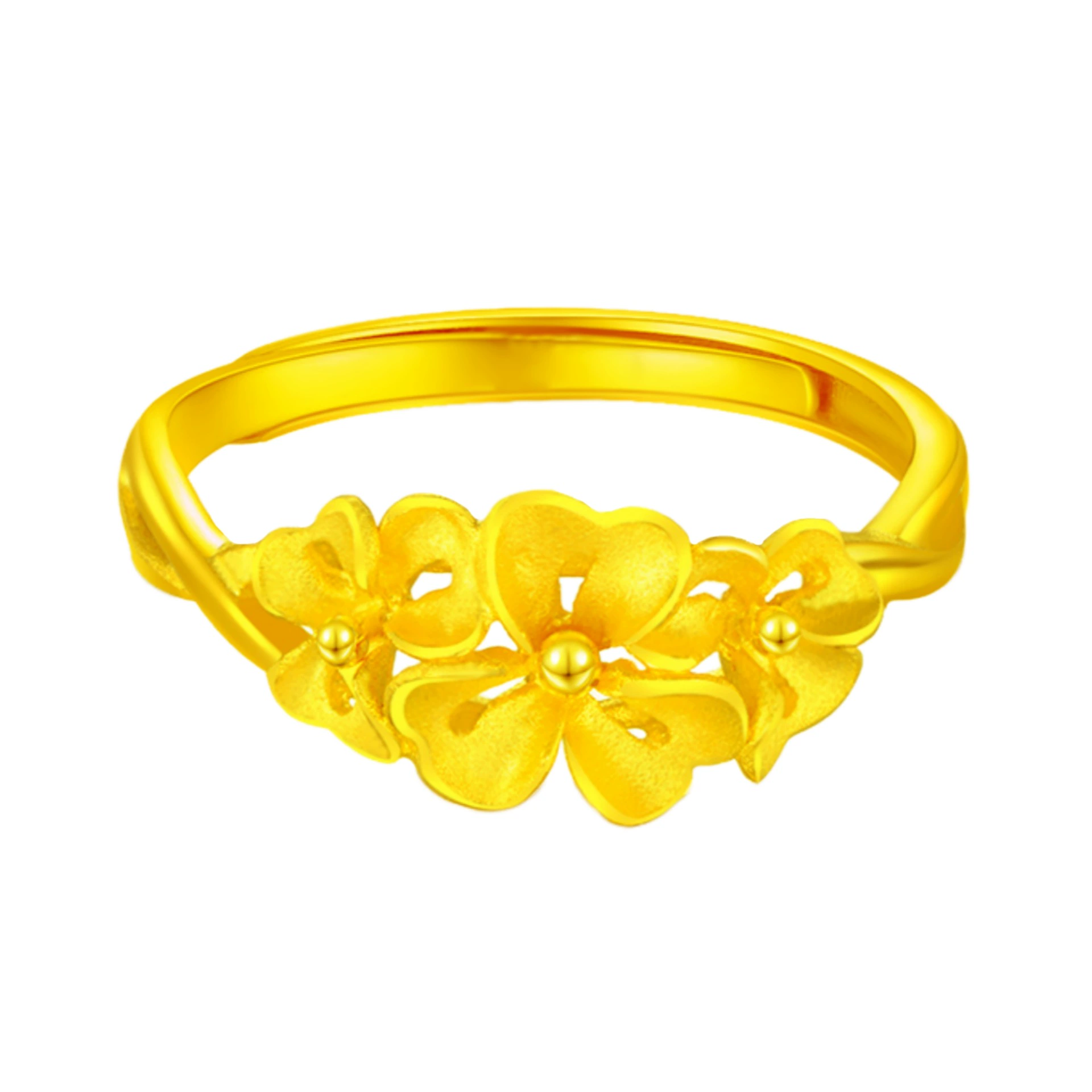 Fashionable elegant brass ring, Korean style, flowered