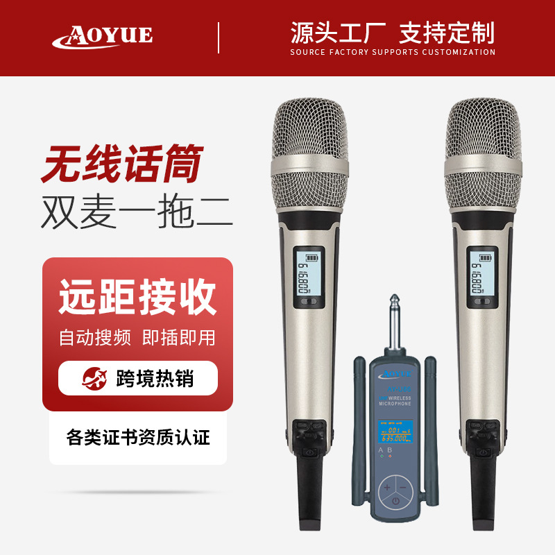 Enping Handheld Skm9000 Wireless Microphone Outdoor Live Broadcast Microphone Popular Foreign Trade Singing Uhf Frequency Modulation Microphone