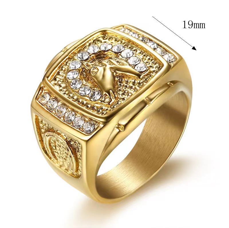 15g Weight Rings Classification 13, 7 Ring Size Men's Hip-Hop Rings Horse Titanium Steel Men Signet Rings