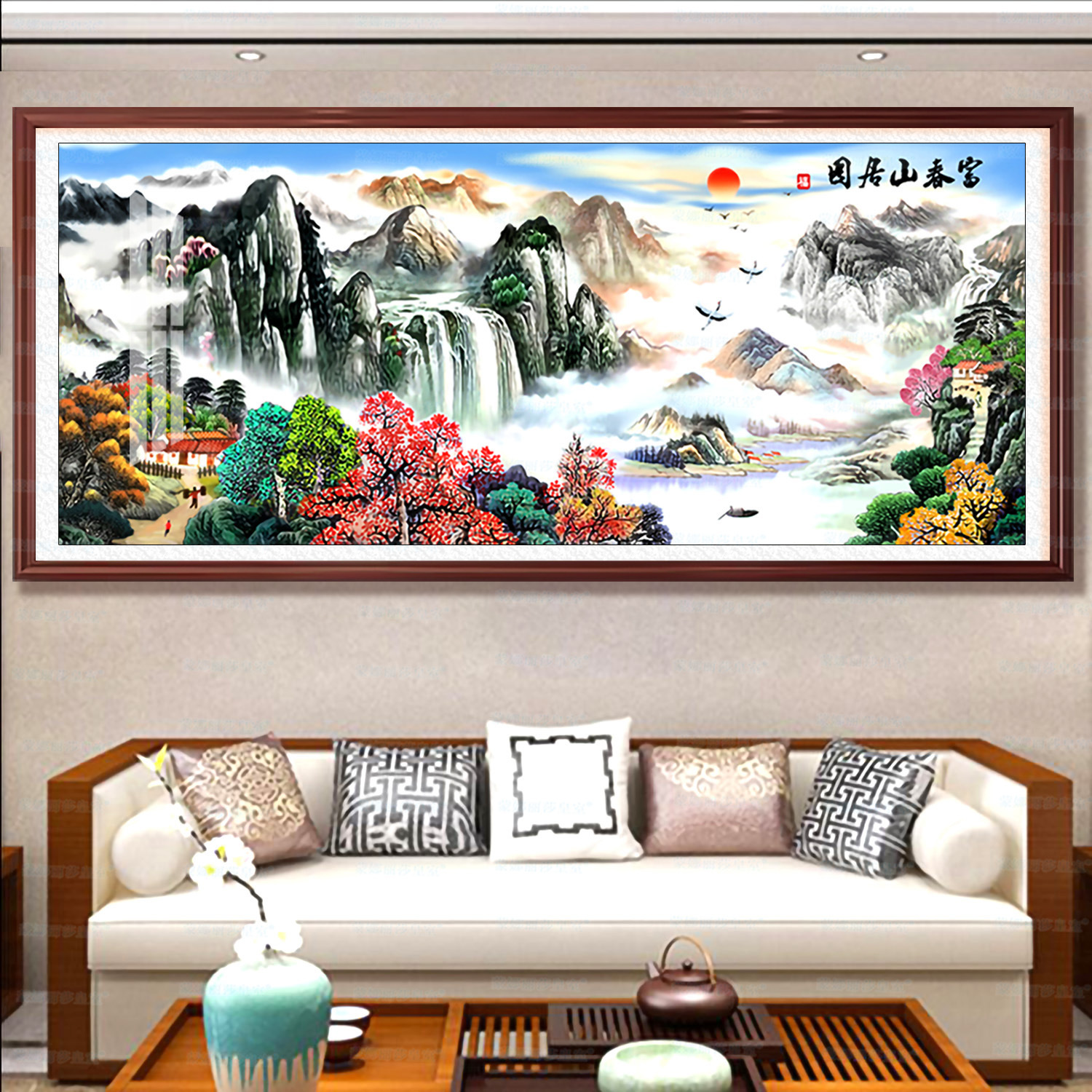 Mona Lisa Royal Cross Stitch Fuchun Mountain House versión clásica mejorada pintura de paisaje de sala de estar china bordado image 4