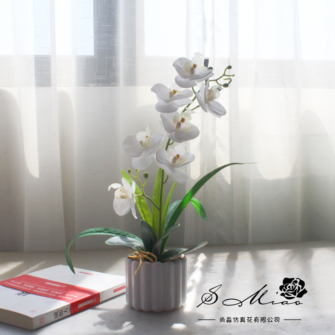 Flores falsas 7 película de flores sensación de orquídea mariposa bonsai flores de alta calidad sala de estar decoración floral decoración de imitación maceta image 8