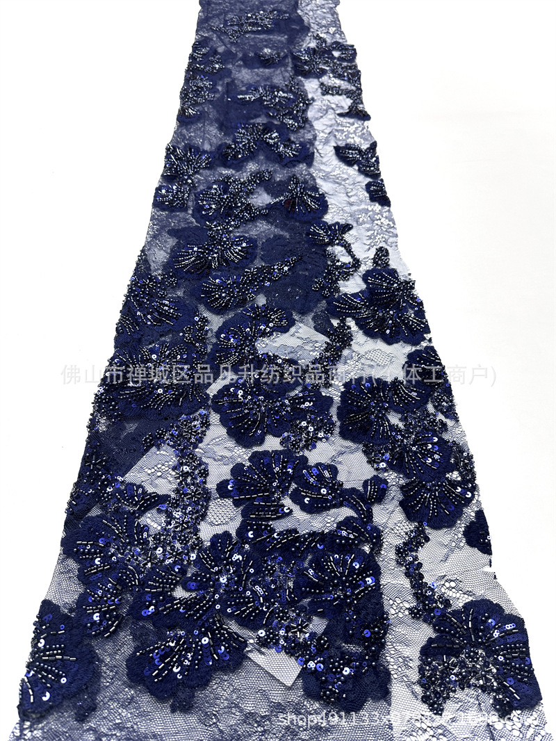 3D estereoscópio contraposición perlas tela de encaje vestido de boda ropa de moda tela de vestido comercio exterior transfronterizo mayorista image 15