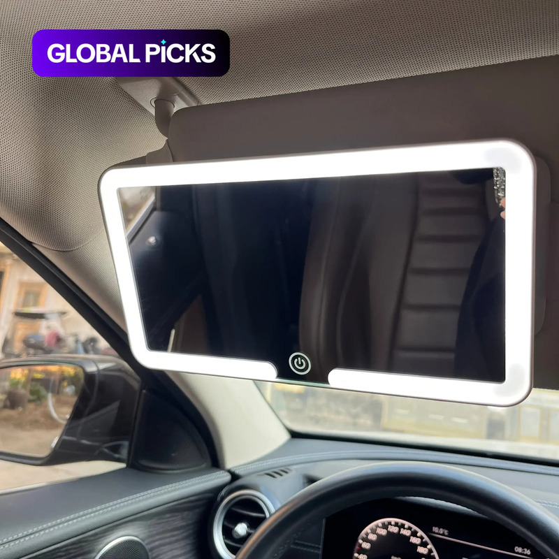 Cross-Border Car Sun Visor Makeup Mirror with Led Lights, Car-Mounted Mirror, Beauty Makeup Mirror, Interior Accessories, High-Definition Cross-Border Car Sun Visor Makeup Mirror with Led Lights, Car-Mounted Mirror, Beauty Makeup Mirror, Interior Accessories, High-Definition