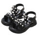 2024 New Girls Sandals Non-slip Breathable Cute Pearl Outer Wear Beach Shoes Children Girls Princess Sandals