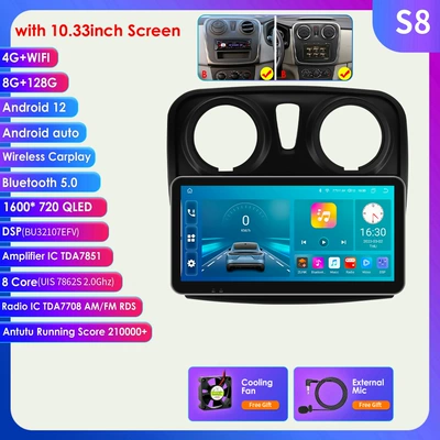Screen Android Large Screen — DVD Navigation - model-b-8128g-wifi4g-lte-version-7862-carplay-eight-core-1033inch-suitable-for-12-19-renault-logan-2dacia