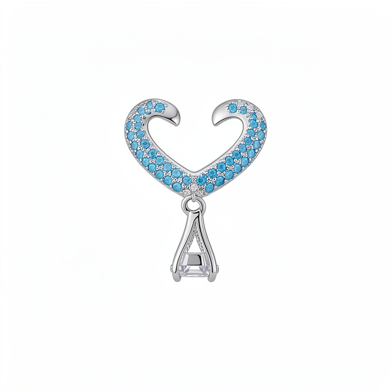Zircon azul en forma de corazón de pentagrama estrellas de bordas de orejas para mujeres sin agujeros de orejas personales pendientes de nicho lujosos de alto nivel