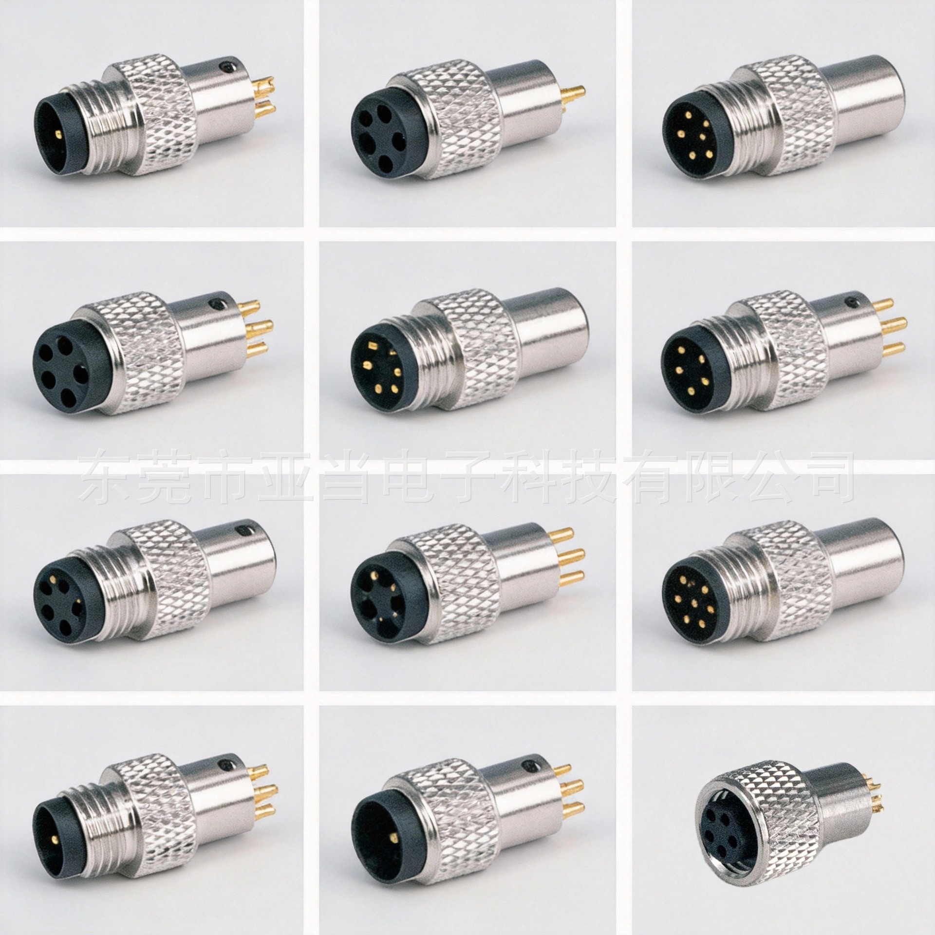 M8���ղ�ͷ����ʽ�ڽ�Բ��������3о-8pin��ĸͷIP67��ҵ��ˮ����