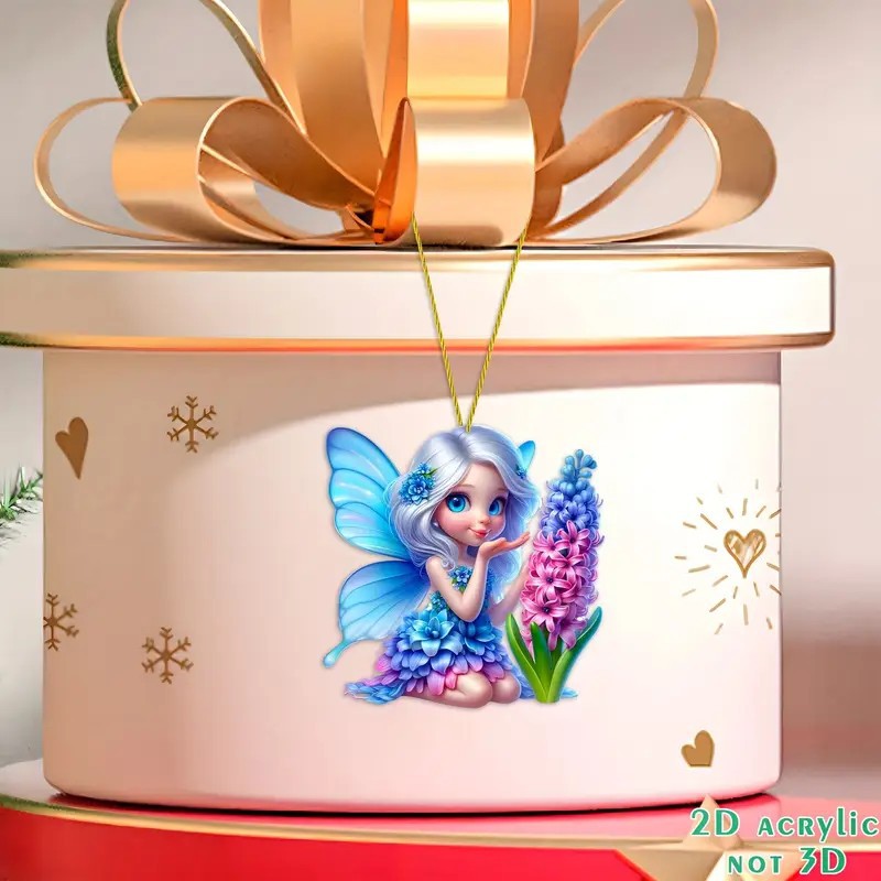 Nuevo acrílico transfronterizo flores de hadas colgante de vacaciones plano espejo interior decoración colgante mochila colgante image 5