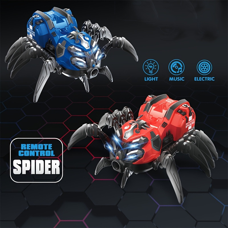 Wal-Mart venta caliente rojo azul sonido y luz mecánica araña juguetes para niños transfronterizos juguetes de araña de simulación eléctrica al por mayor