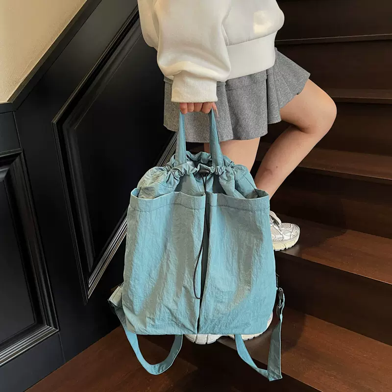 双肩包女大容量简约百搭背包bags女士时尚轻便旅行包牛津布书包女