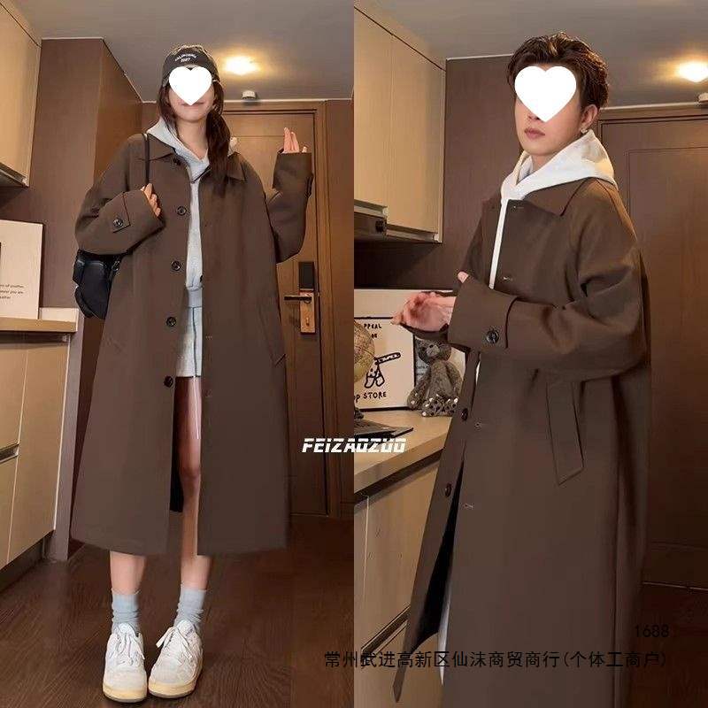 Men's mid-length trench coat, trendy style, autumn/winter 2026 new style, British style casual overcoat, in stock.
