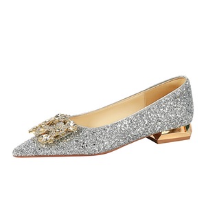 83928-K219 New Chinese style rhinestone metal buckle crystal sequin wedding dress bridal shoes flat bottomed pointed sin