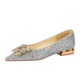 83928-K219 New Chinese style rhinestone metal buckle crystal sequin wedding dress bridal shoes flat bottomed pointed single shoes for women