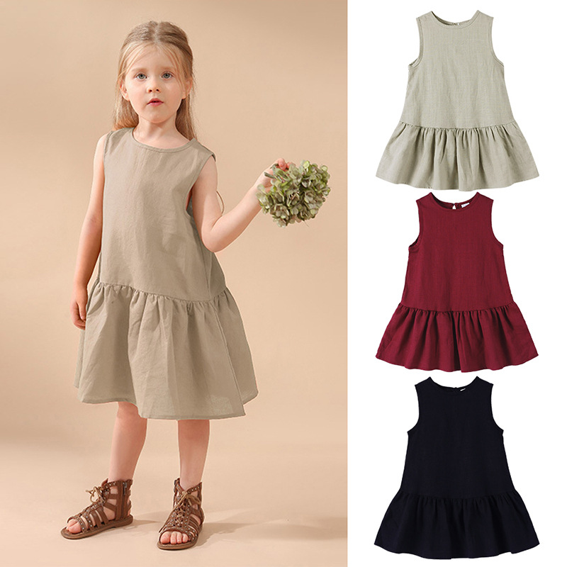 Korean Style Girls' Dress, Baby Girl's Summer Dress, Sleeveless Casual Skirt, Children's Fashionable and Sweet Style Children's Dress