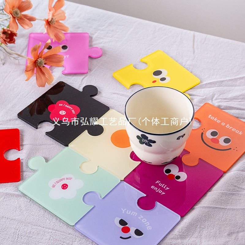 Colgar acrílico puzzle almohadillas DIY decoración de pared cafetería postre decoración taza almohadillas de dopamina color comida