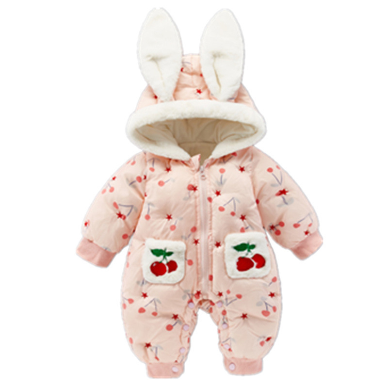 Bebé recién nacido más terciopelo engrosamiento mono hombres y mujeres bebé luna llena invierno lindo ropa de algodón de plumas súper linda ropa de invierno