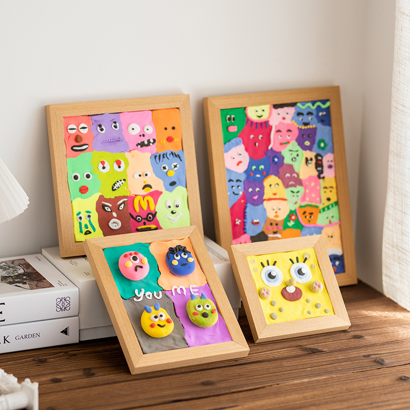 Ultra-light clay picture frame wooden picture frame table wholesale school art class handmade DIY special work display frame