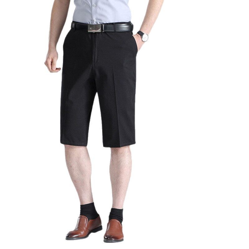 Summer Thin Middle-Aged Dad's Mid-Length Pants, Middle-Aged and Elderly 7-Point Pants, Men's Loose Cotton Casual Suit Shorts