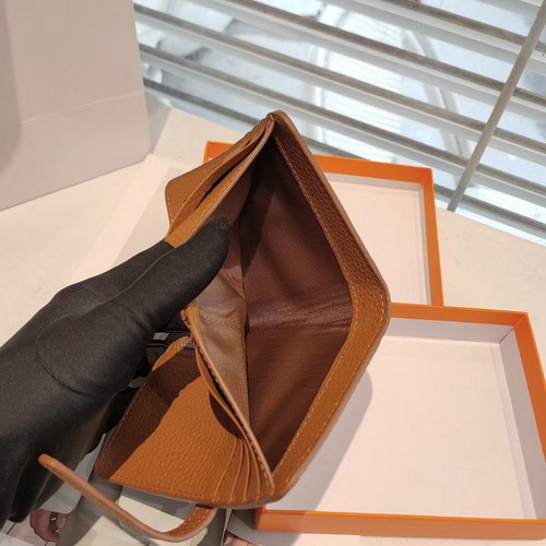 Factory direct sales  new h medium length first layer cowhide lychee pattern wallet round buckle drawstring wallet for women