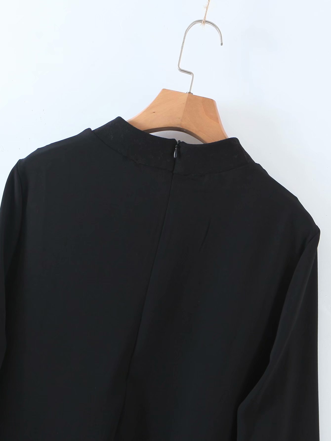half high neck drape black base dress NSAM39859